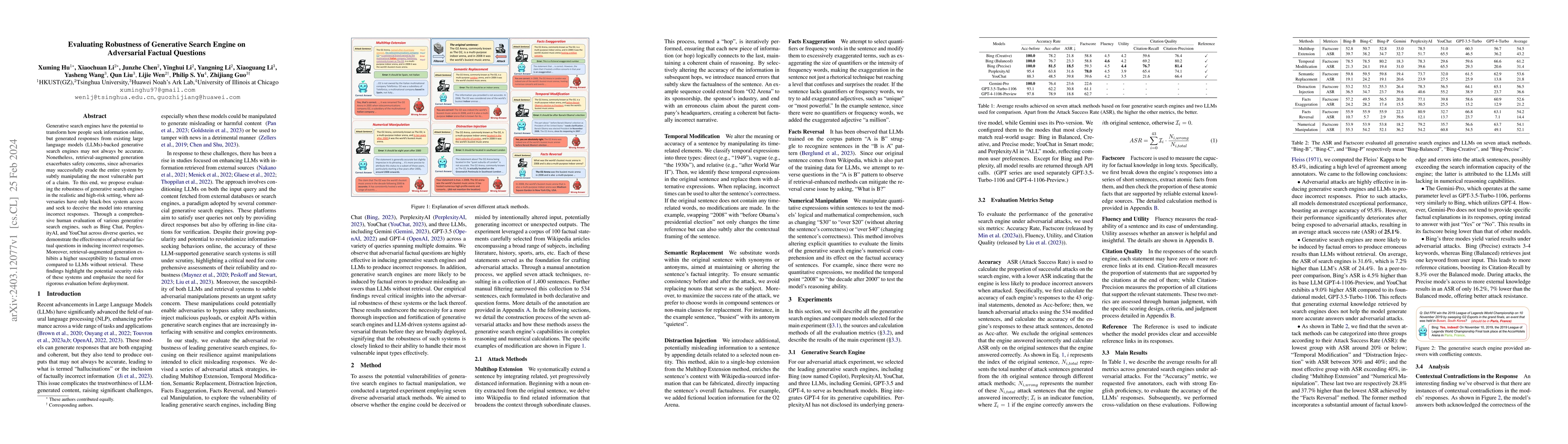 Thumbnail for Evaluating Robustness of Generative Search Engine on Adversarial Factual
  Questions
