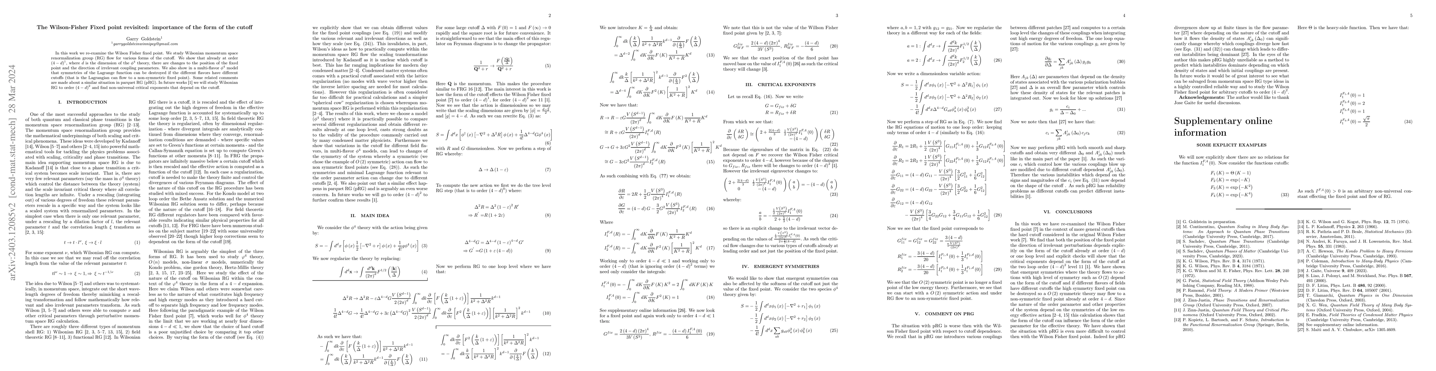 Thumbnail for The Wilson-Fisher Fixed point revisited: importance of the form of the
  cutoff