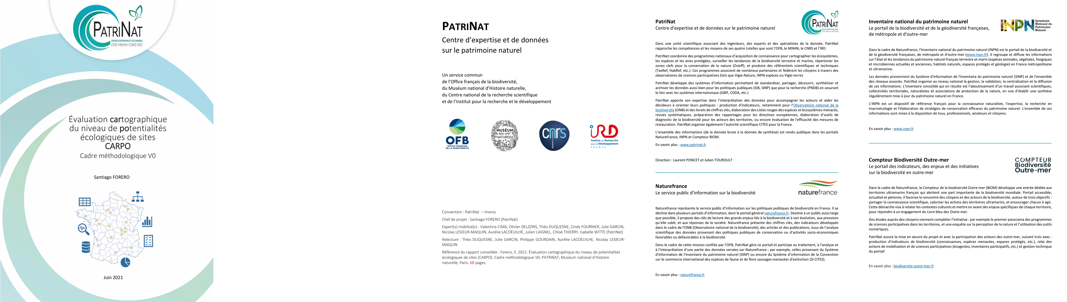 Thumbnail for Evaluation cartographique du niveau de potentialit{\'e}s {\'e}cologiques
  des sites des partenaires (CARPO). Cadre m{\'e}thodologique V0
