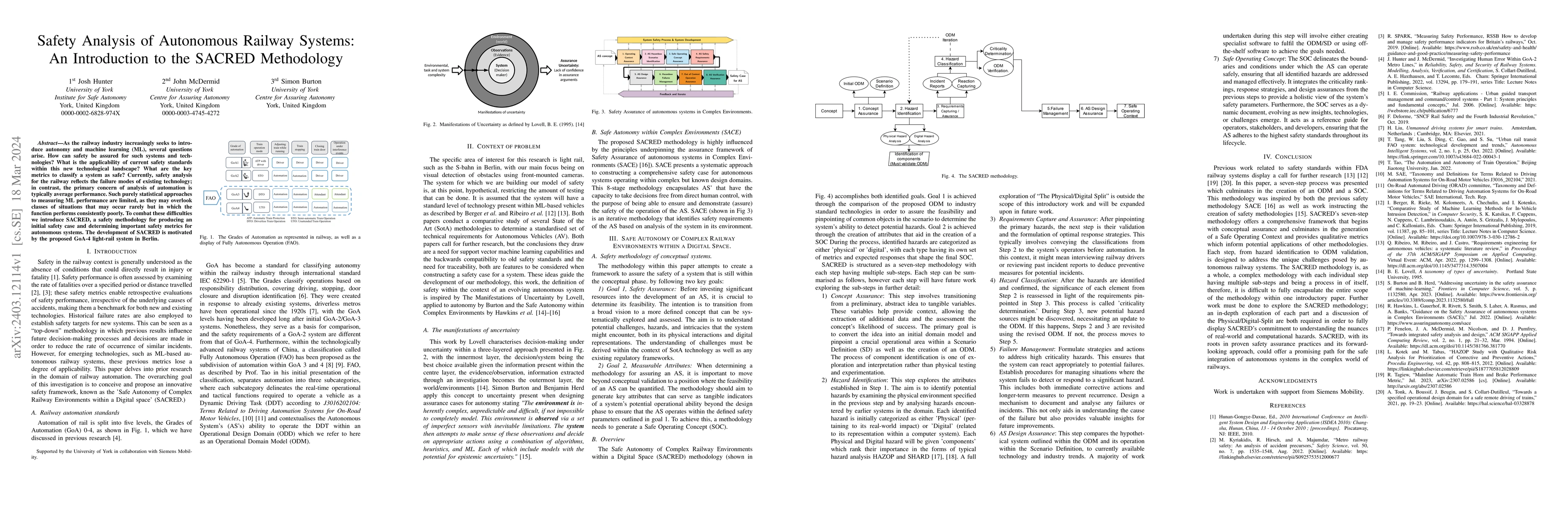 Thumbnail for Safety Analysis of Autonomous Railway Systems: An Introduction to the
  SACRED Methodology