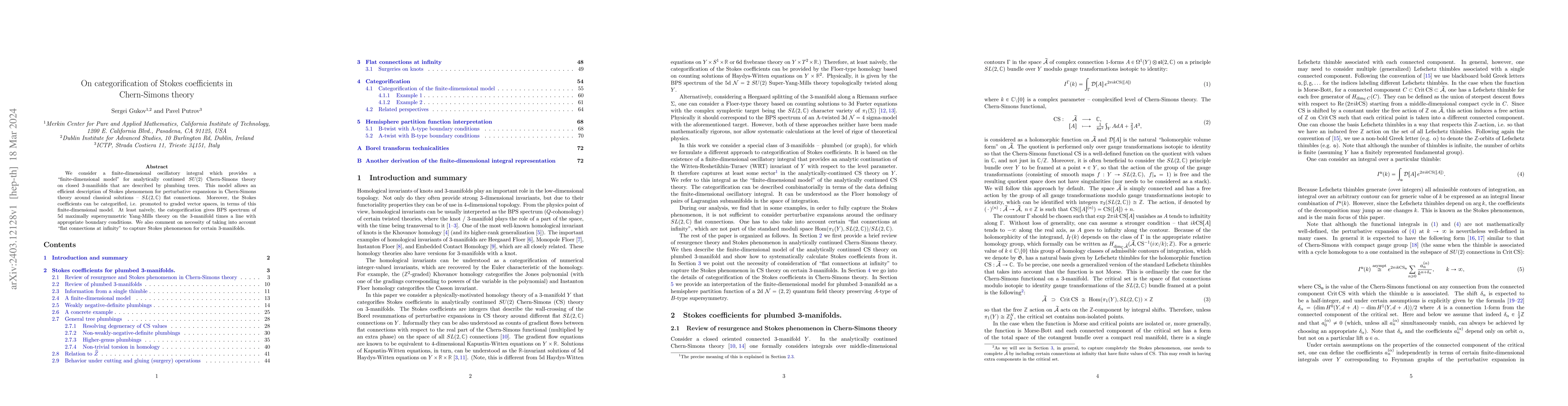 Thumbnail for On categorification of Stokes coefficients in Chern-Simons theory