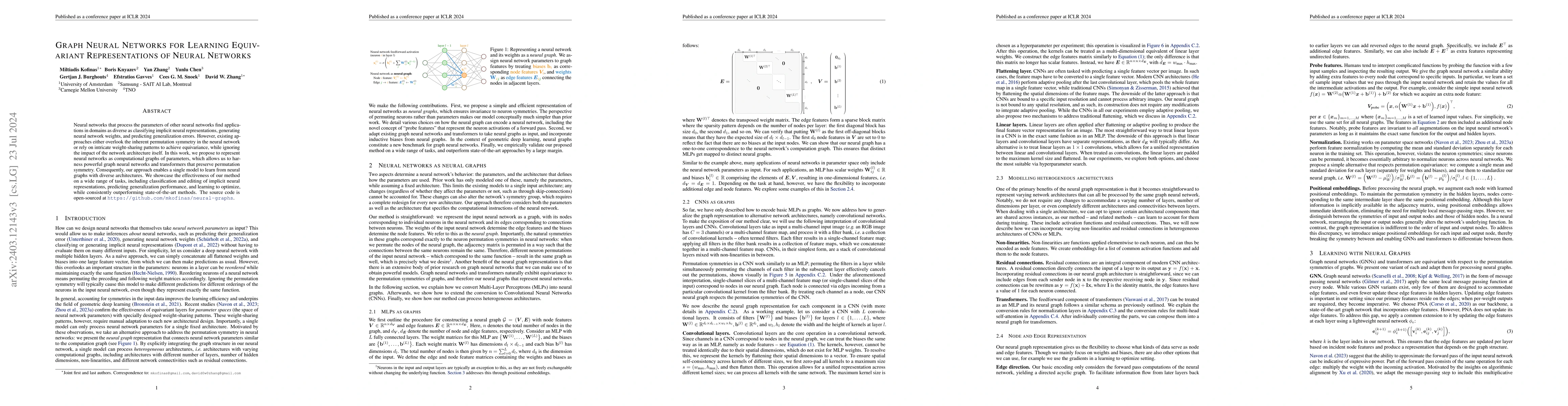 Thumbnail for Graph Neural Networks for Learning Equivariant Representations of Neural
  Networks