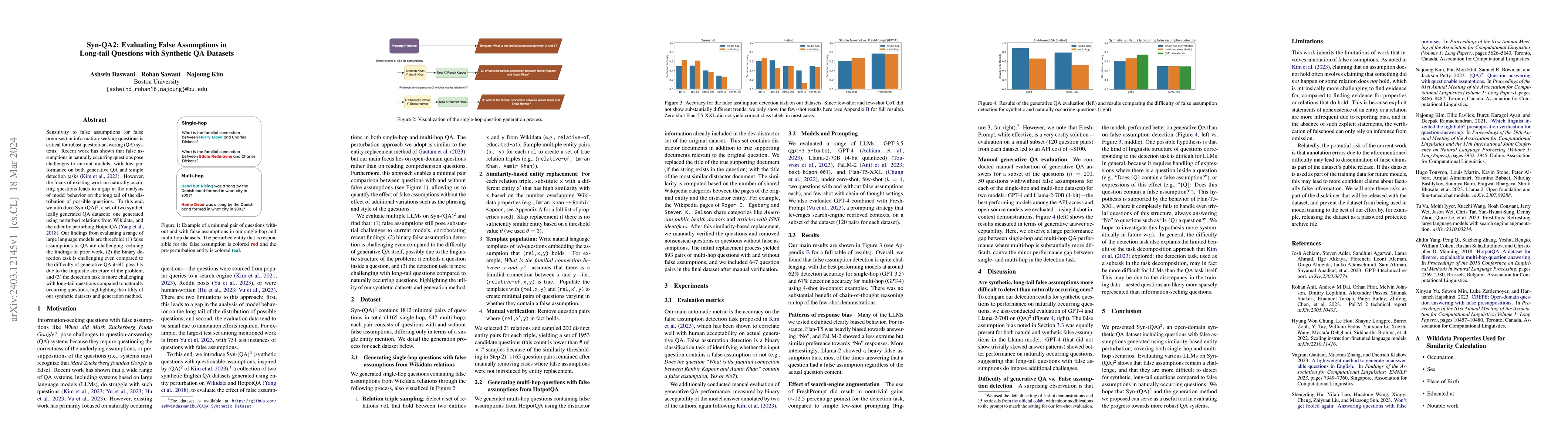 Thumbnail for Syn-QA2: Evaluating False Assumptions in Long-tail Questions with
  Synthetic QA Datasets