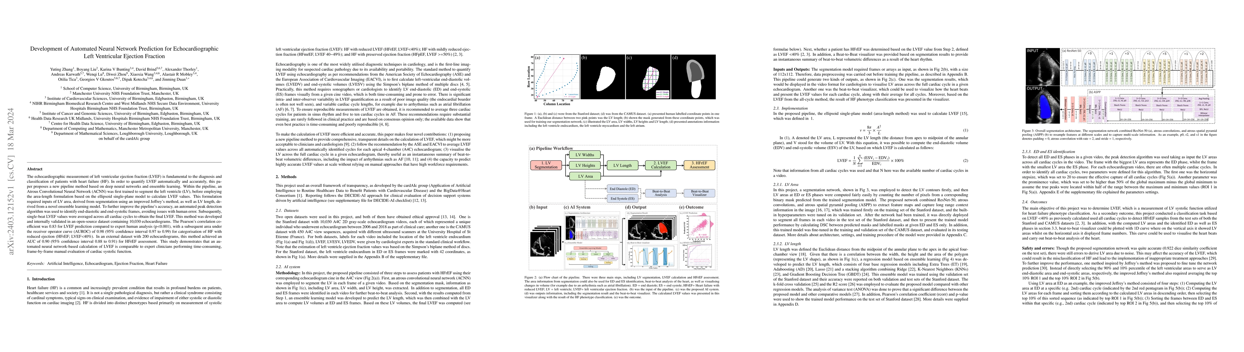 Thumbnail for Development of Automated Neural Network Prediction for Echocardiographic
  Left ventricular Ejection Fraction