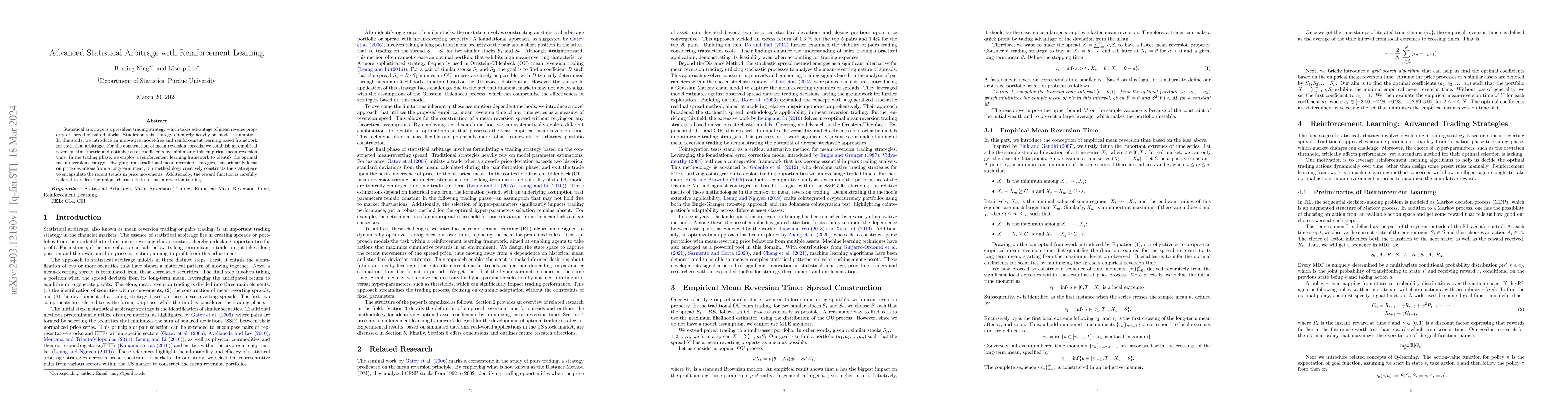 Thumbnail for Advanced Statistical Arbitrage with Reinforcement Learning
