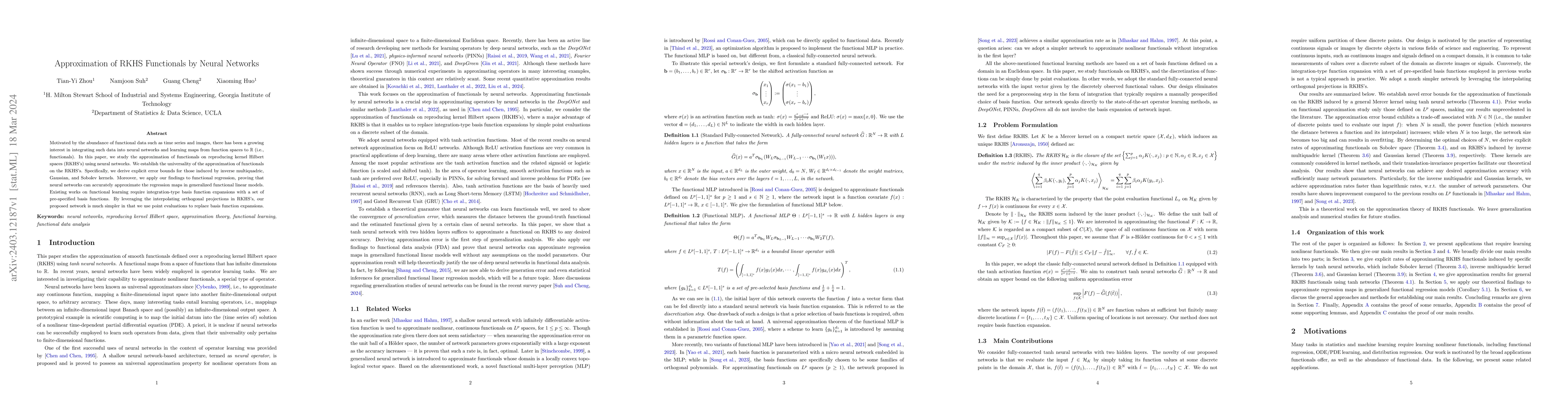 Thumbnail for Approximation of RKHS Functionals by Neural Networks