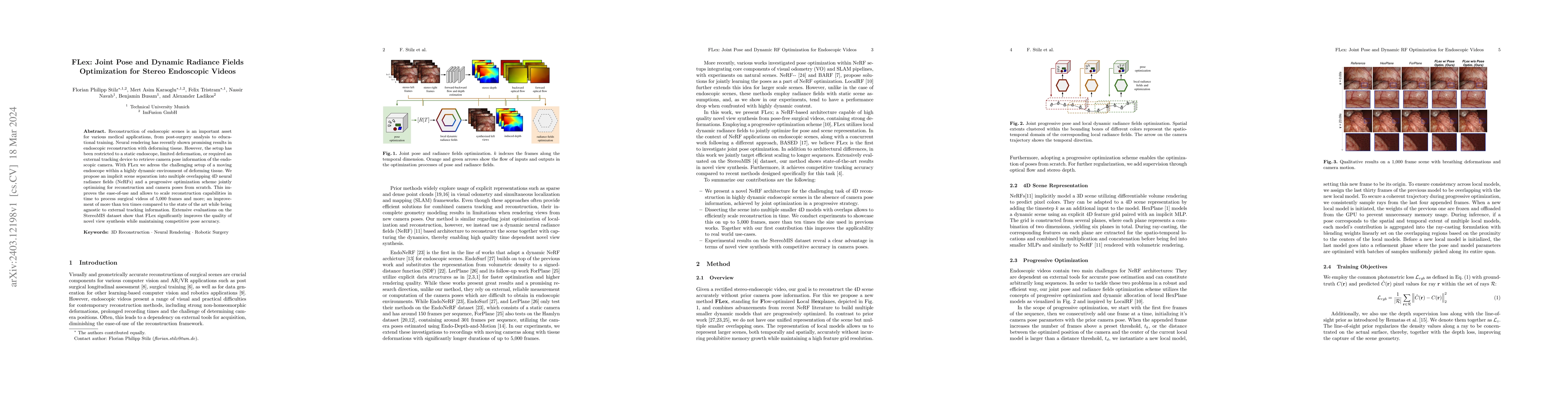 Thumbnail for FLex: Joint Pose and Dynamic Radiance Fields Optimization for Stereo
  Endoscopic Videos
