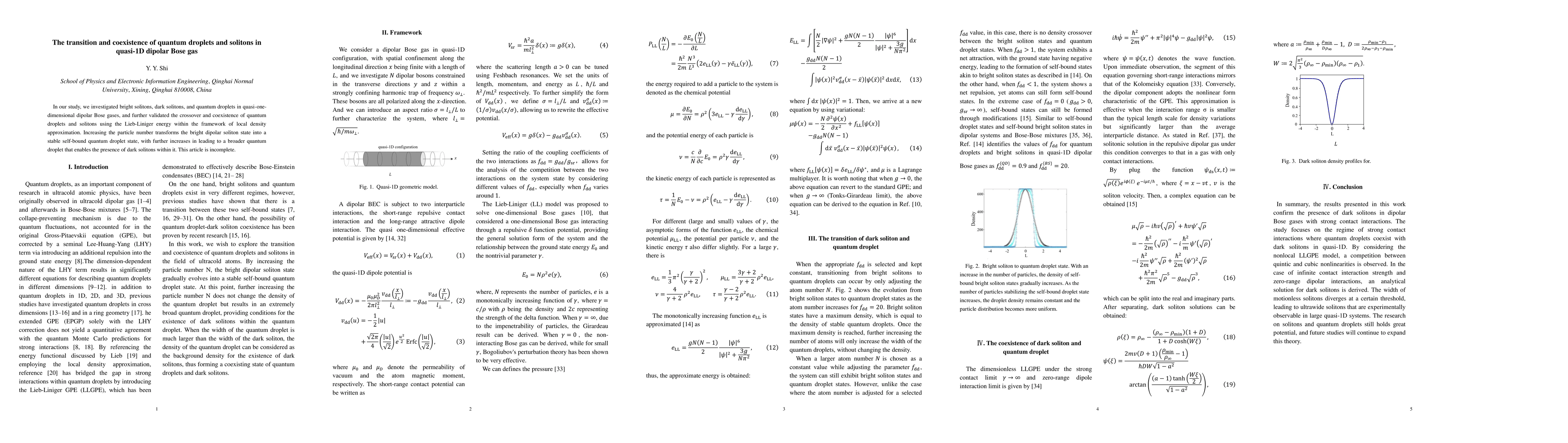 Thumbnail for The transition and coexistence of quantum droplets and solitons in
  quasi-1D dipolar Bose gas