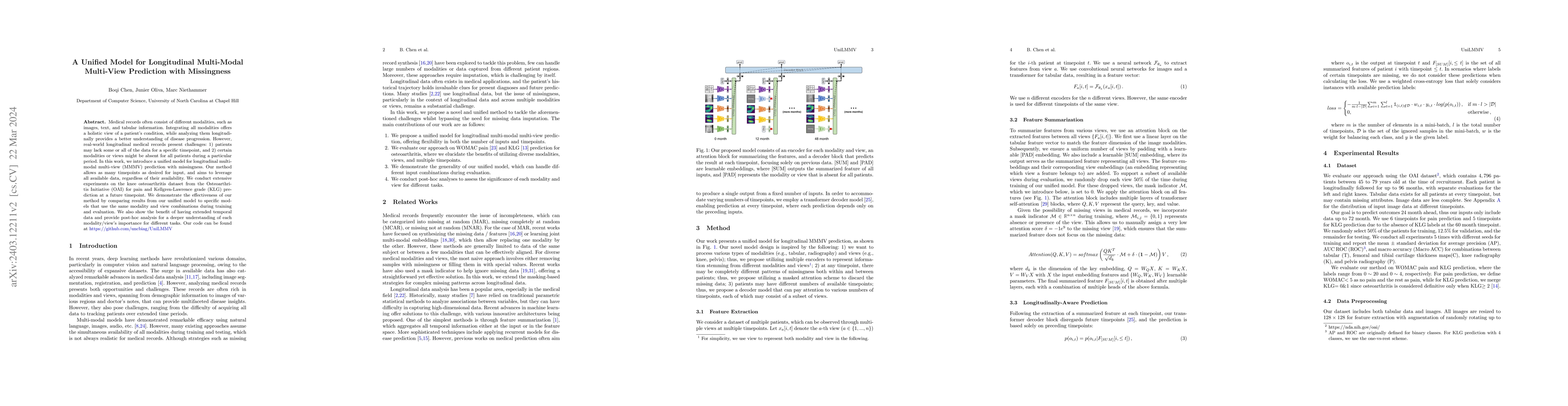 Thumbnail for A Unified Model for Longitudinal Multi-Modal Multi-View Prediction with
  Missingness