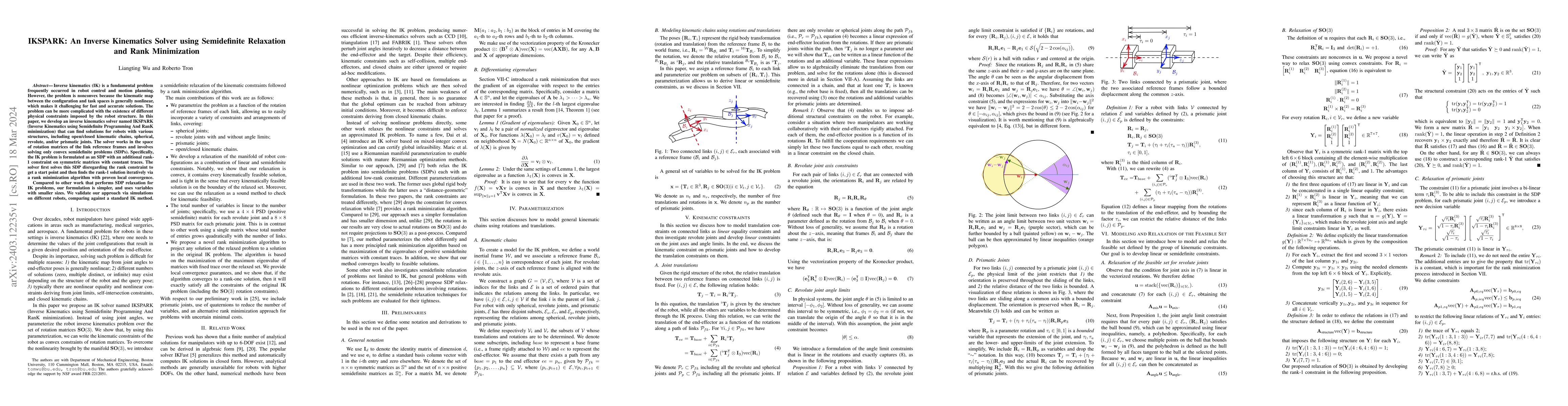Thumbnail for IKSPARK: An Inverse Kinematics Solver using Semidefinite Relaxation and
  Rank Minimization