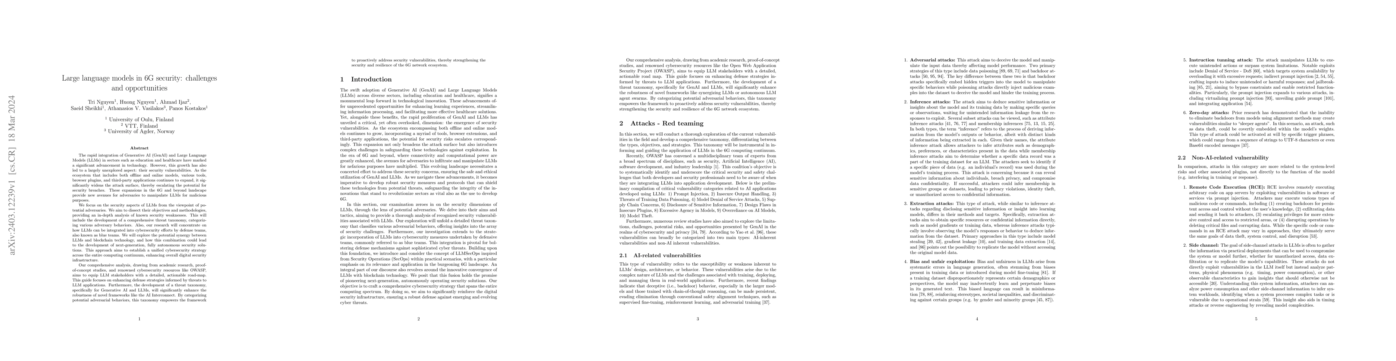 Thumbnail for Large language models in 6G security: challenges and opportunities