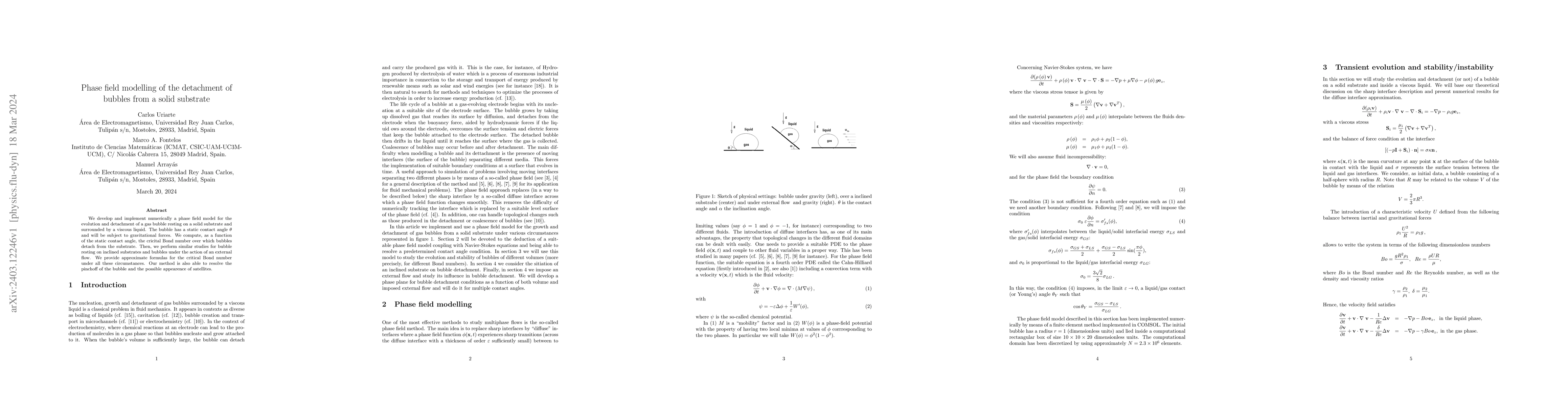 Thumbnail for Phase field modelling of the detachment of bubbles from a solid
  substrate