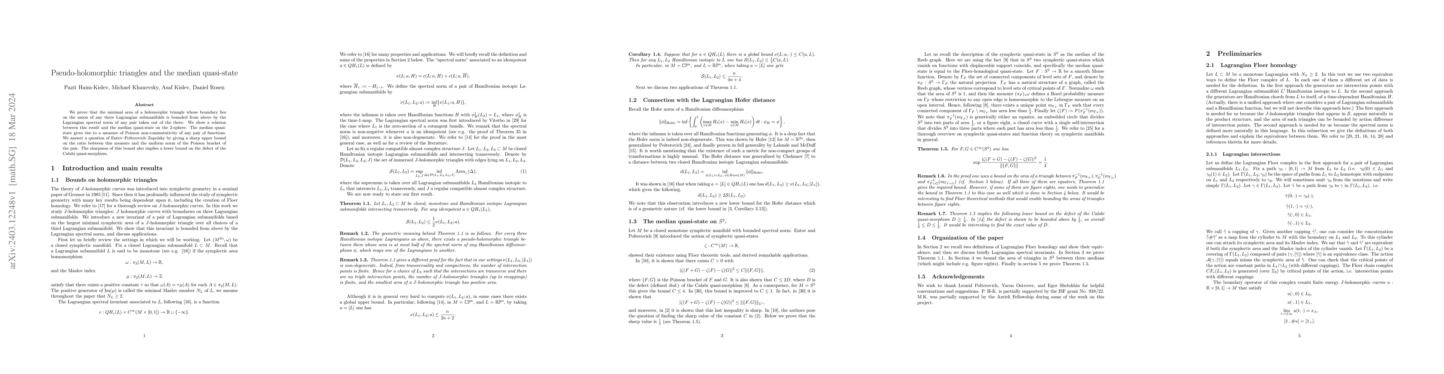 Thumbnail for Pseudo-holomorphic triangles and the median quasi-state
