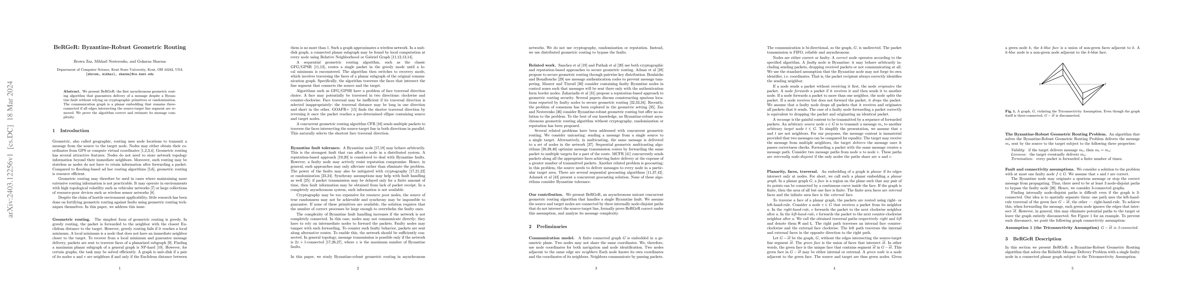 Thumbnail for BeRGeR: Byzantine-Robust Geometric Routing