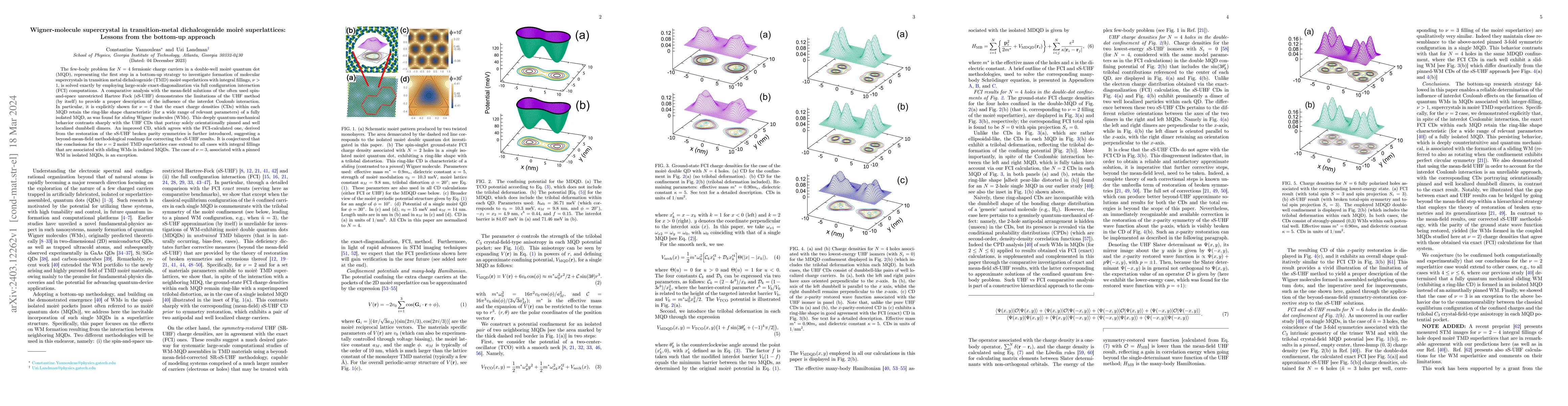 Thumbnail for Wigner-molecule supercrystal in transition-metal dichalcogenide moir\'e
  superlattices: Lessons from the bottom-up approach