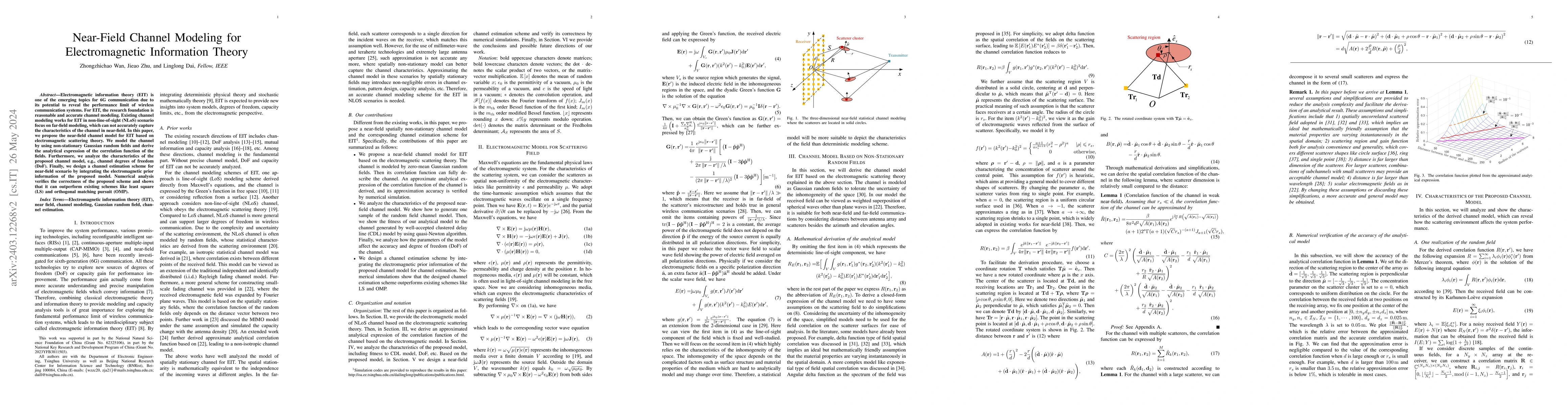 Thumbnail for Near-Field Channel Modeling for Electromagnetic Information Theory