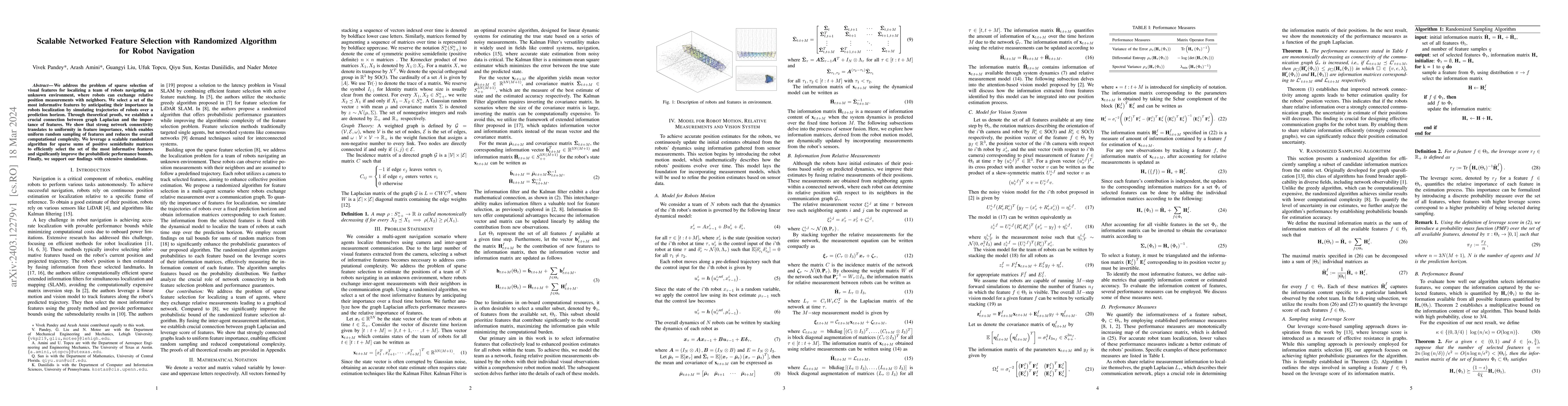 Thumbnail for Scalable Networked Feature Selection with Randomized Algorithm for Robot
  Navigation