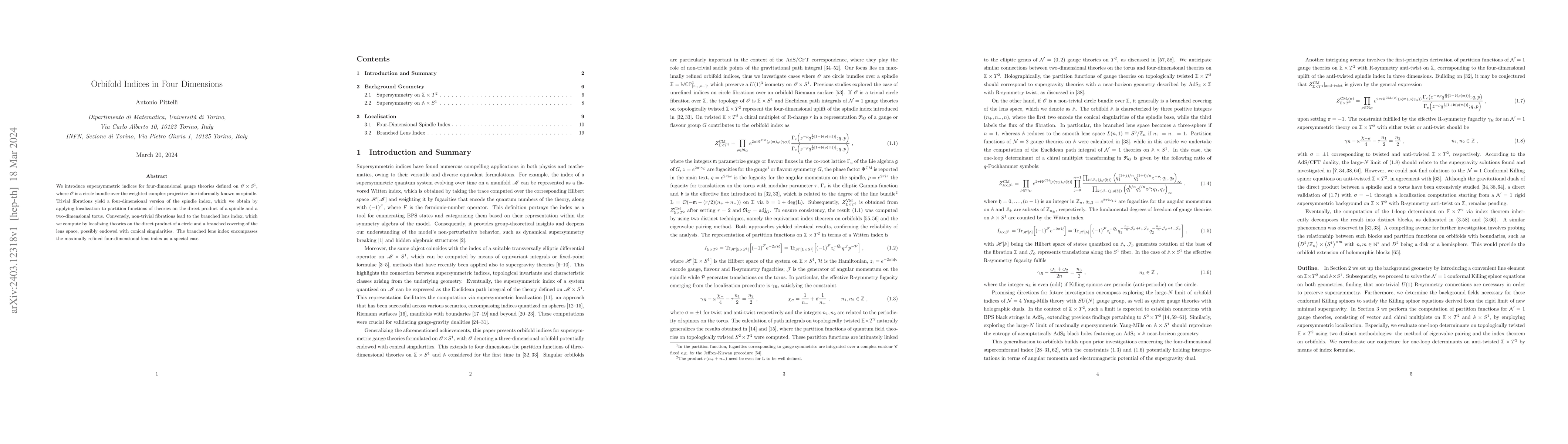 Thumbnail for Orbifold Indices in Four Dimensions