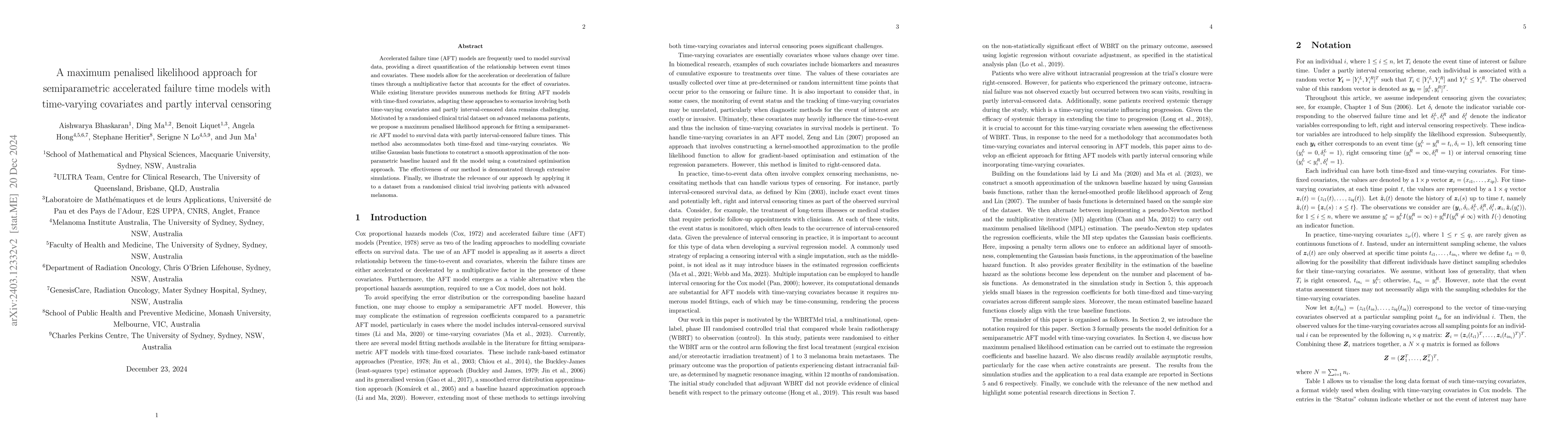 Thumbnail for A maximum penalised likelihood approach for semiparametric accelerated
  failure time models with time-varying covariates and partly interval
  censoring