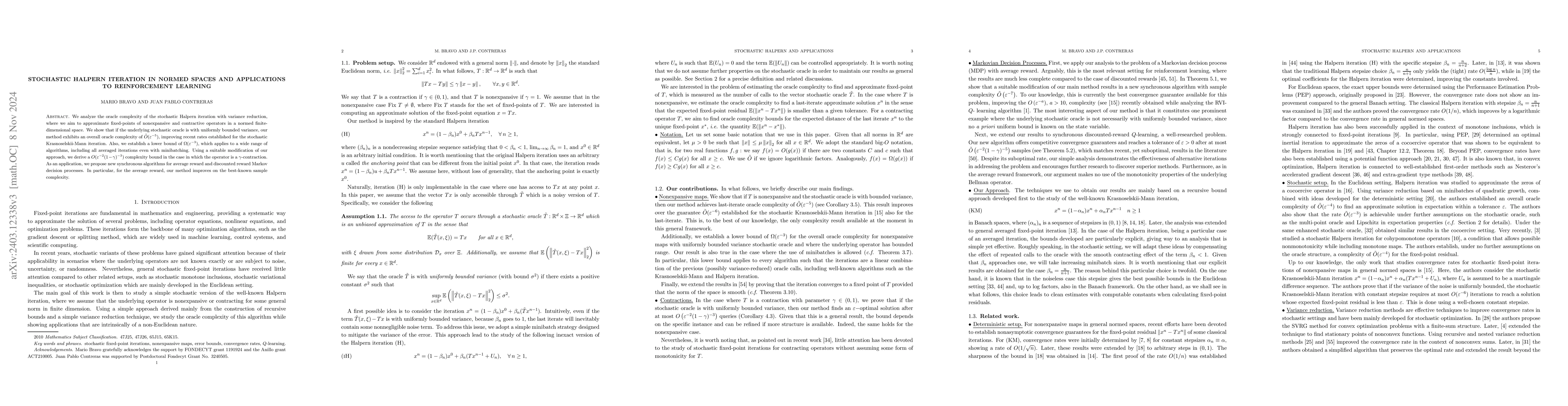 Thumbnail for Stochastic Halpern iteration in normed spaces and applications to
  reinforcement learning