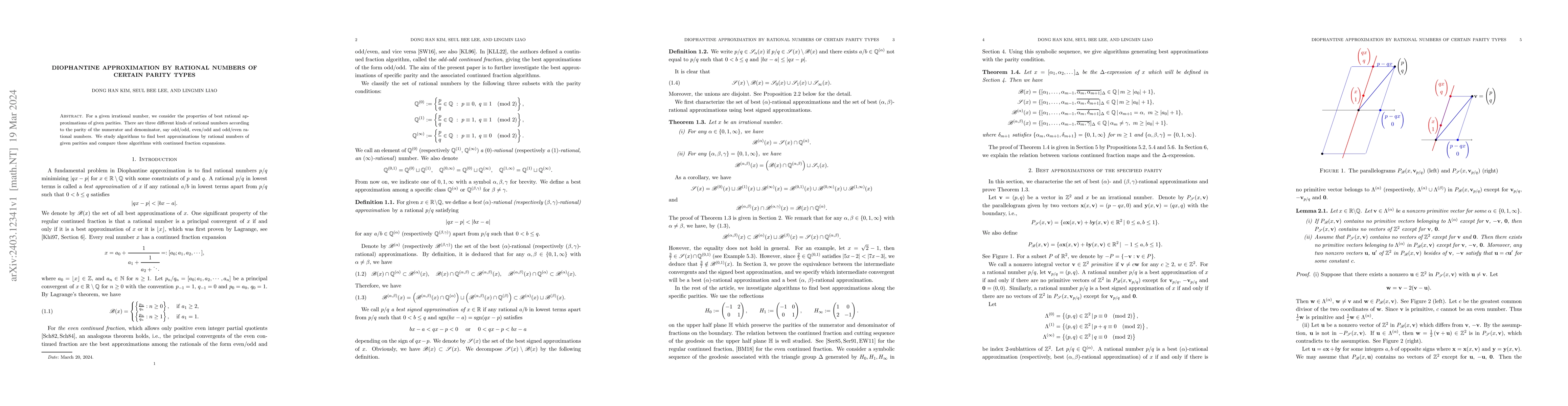 Thumbnail for Diophantine approximation by rational numbers of certain parity types