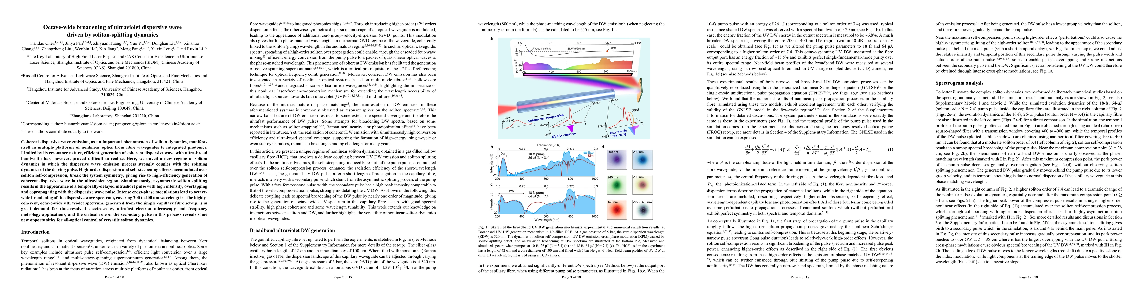 Thumbnail for Octave-wide broadening of ultraviolet dispersive wave driven by
  soliton-splitting dynamics