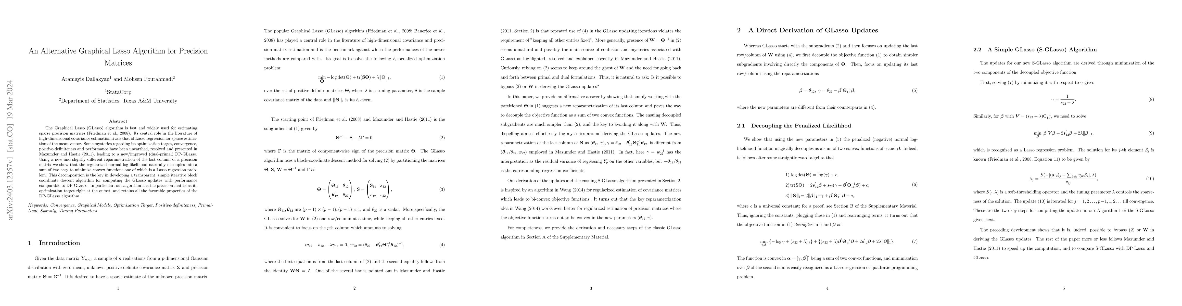 Thumbnail for An Alternative Graphical Lasso Algorithm for Precision Matrices
