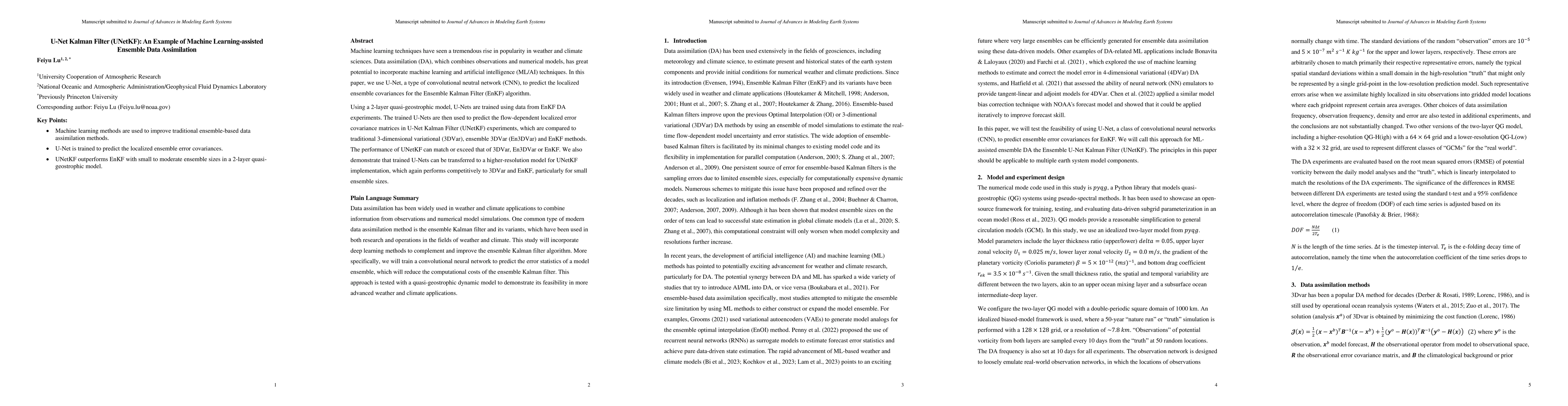 Thumbnail for U-Net Kalman Filter (UNetKF): An Example of Machine Learning-assisted
  Ensemble Data Assimilation