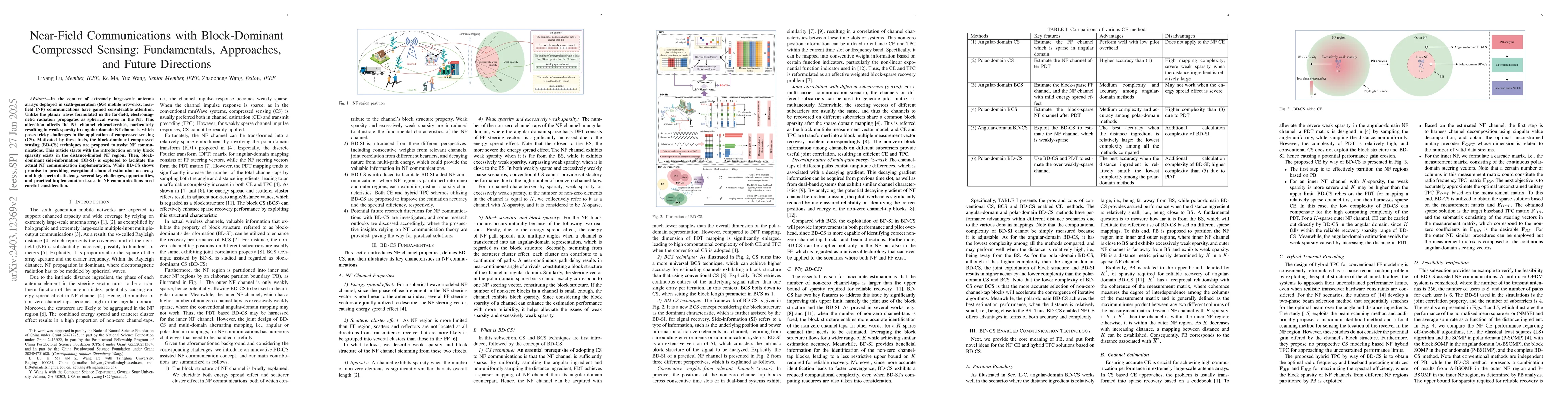 Thumbnail for Block-Dominant Compressed Sensing for Near-Field Communications:
  Fundamentals, Solutions and Future Directions