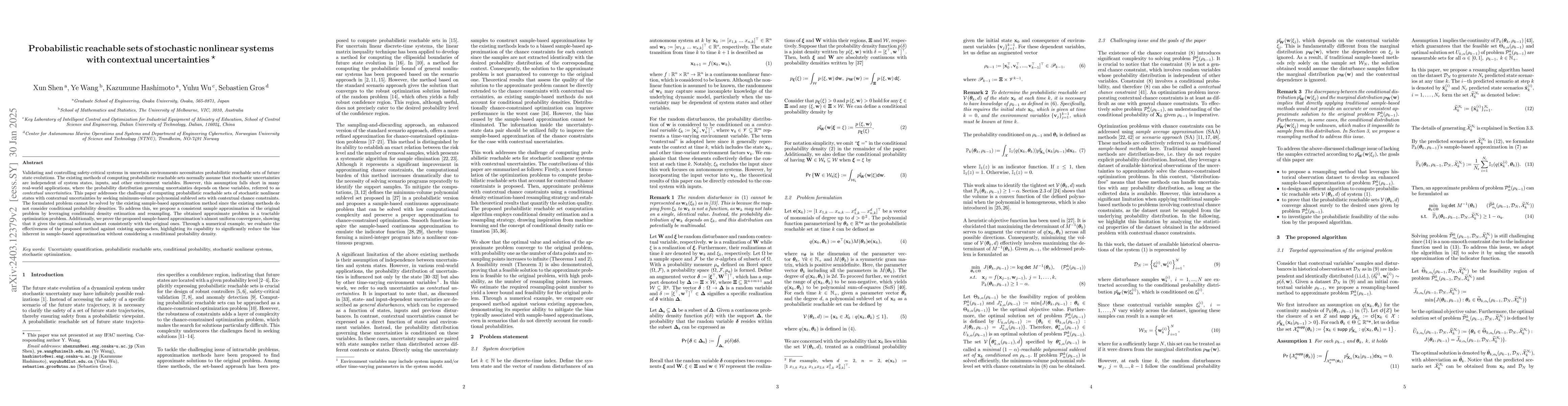 Thumbnail for Probabilistic reachable sets of stochastic nonlinear systems with
  contextual uncertainties