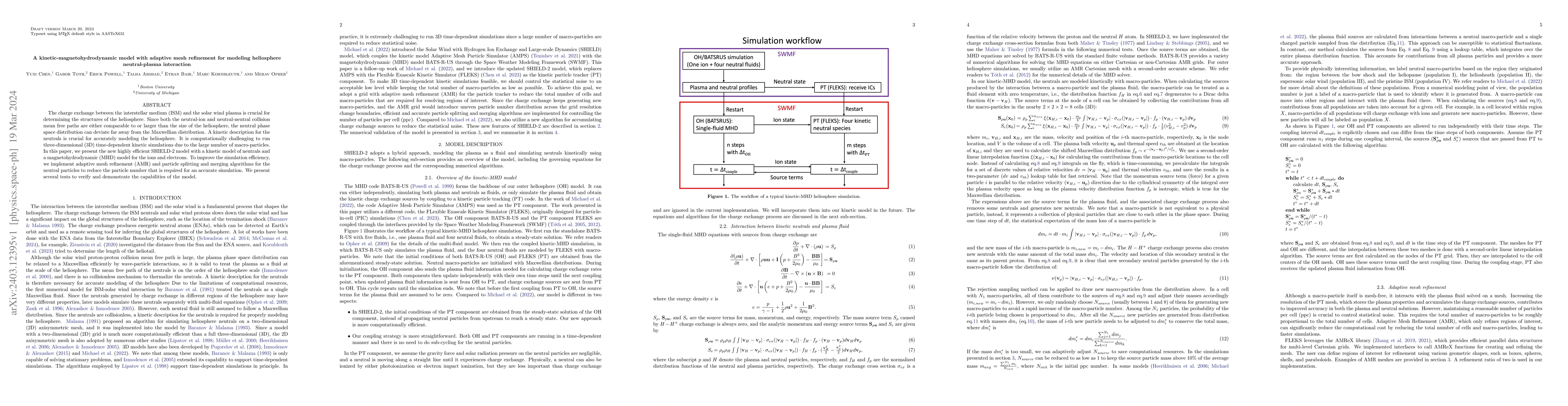 Thumbnail for A kinetic-magnetohydrodynamic model with adaptive mesh refinement for
  modeling heliosphere neutral-plasma interaction