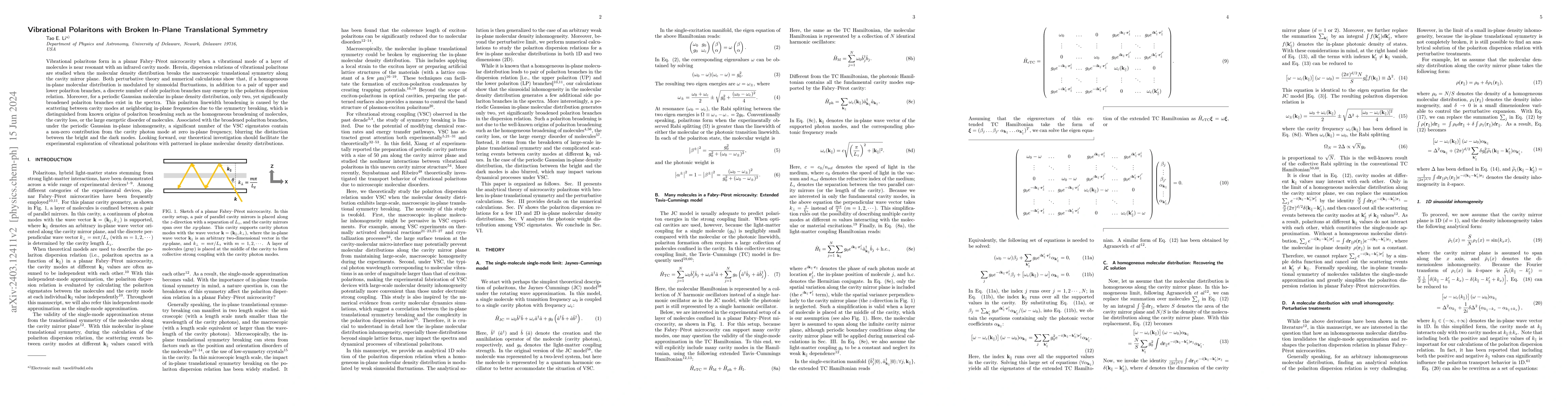 Thumbnail for Vibrational Polaritons with Broken In-Plane Translational Symmetry