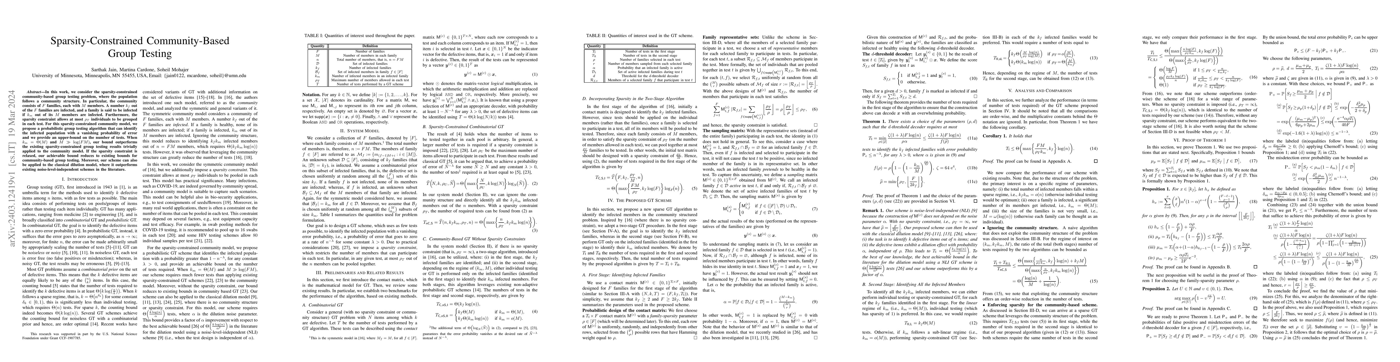 Thumbnail for Sparsity-Constrained Community-Based Group Testing