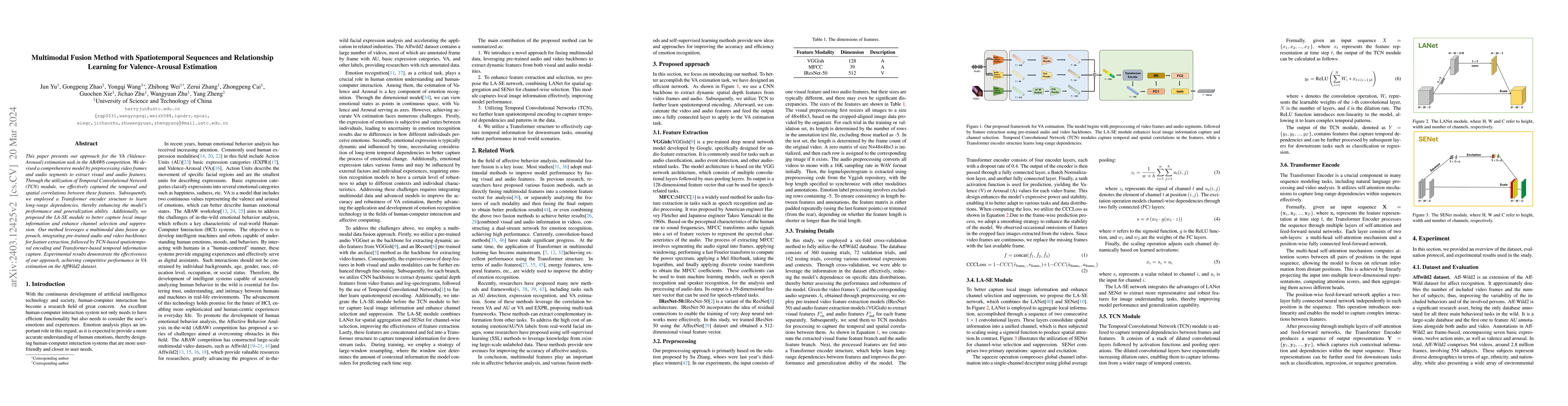 Thumbnail for Multimodal Fusion Method with Spatiotemporal Sequences and Relationship
  Learning for Valence-Arousal Estimation