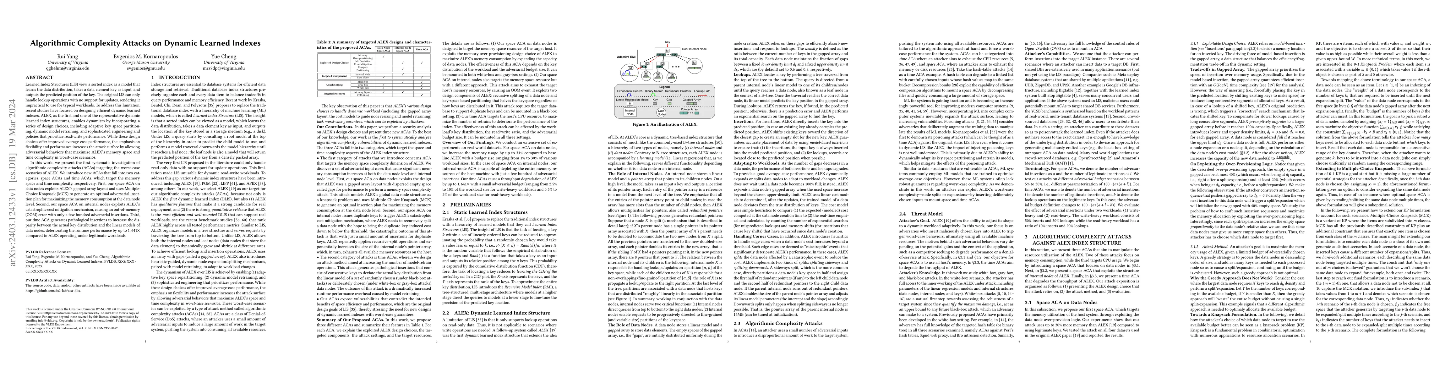 Thumbnail for Algorithmic Complexity Attacks on Dynamic Learned Indexes