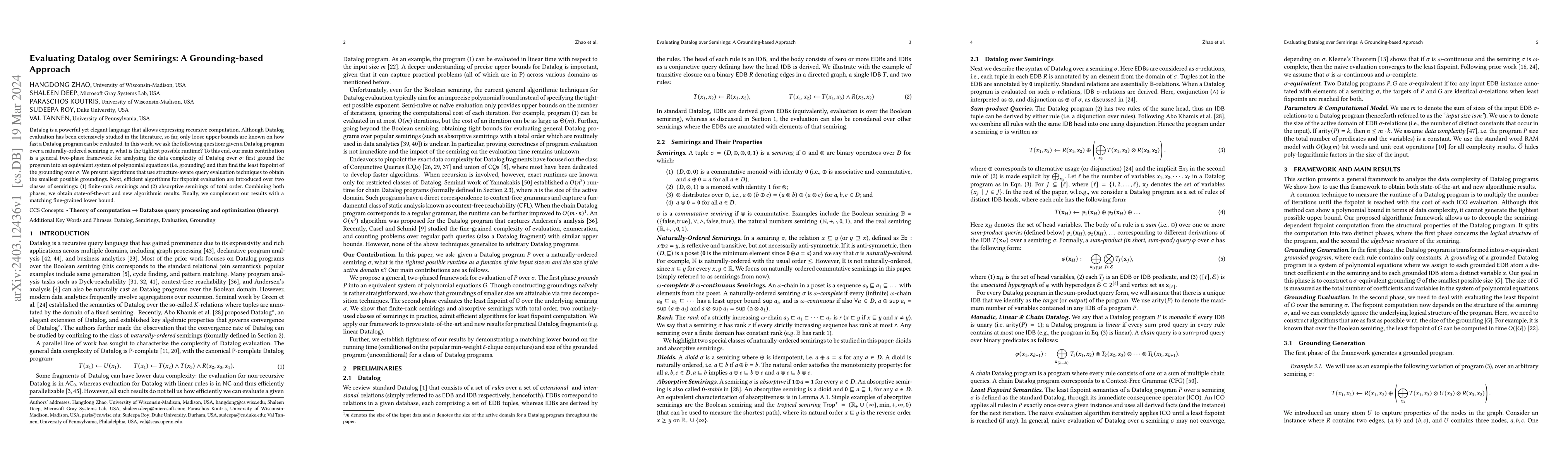 Thumbnail for Evaluating Datalog over Semirings: A Grounding-based Approach