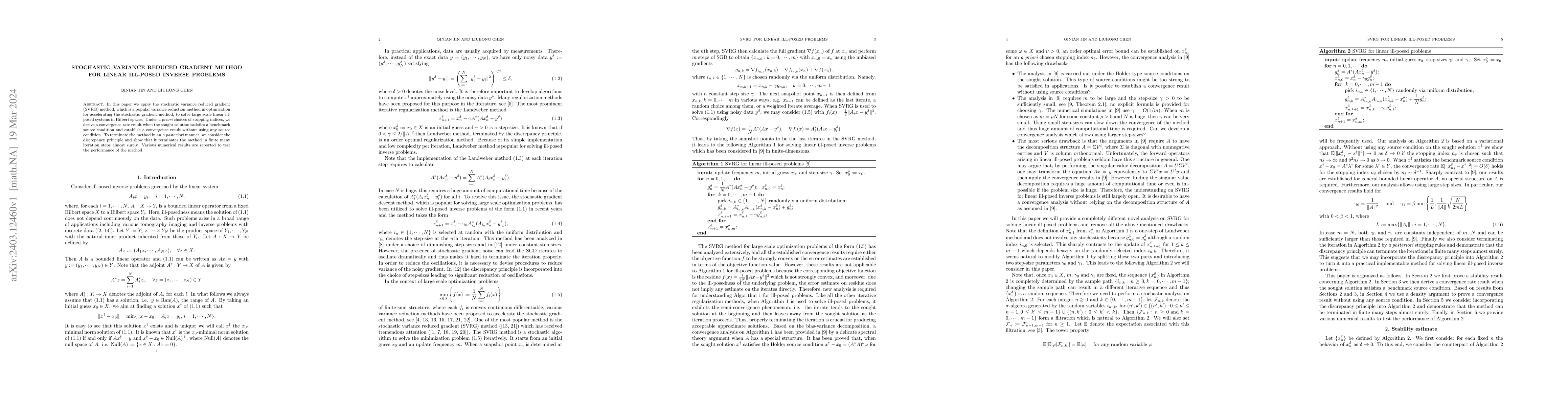 Thumbnail for Stochastic variance reduced gradient method for linear ill-posed inverse
  problems