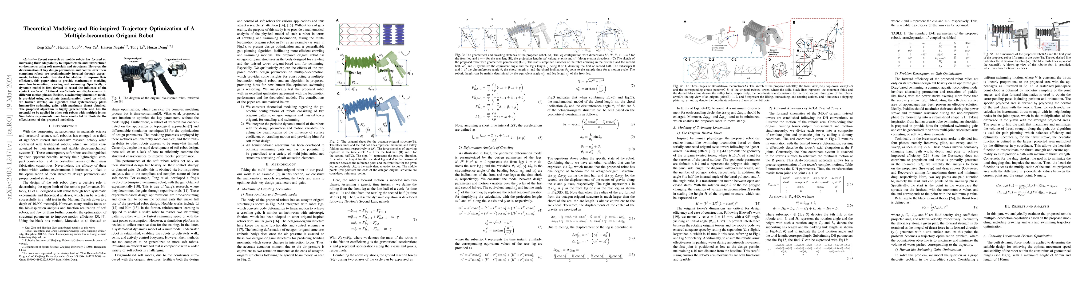 Thumbnail for Theoretical Modeling and Bio-inspired Trajectory Optimization of A
  Multiple-locomotion Origami Robot