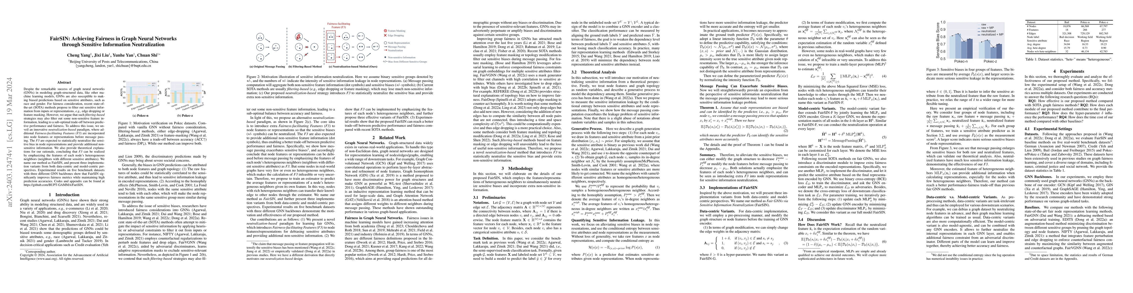 Thumbnail for FairSIN: Achieving Fairness in Graph Neural Networks through Sensitive
  Information Neutralization