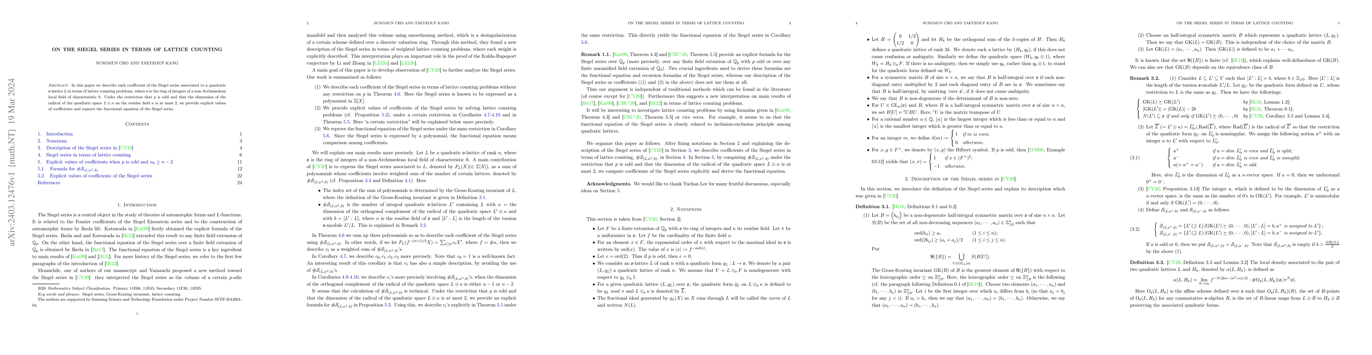 Thumbnail for On the Siegel series in terms of lattice counting
