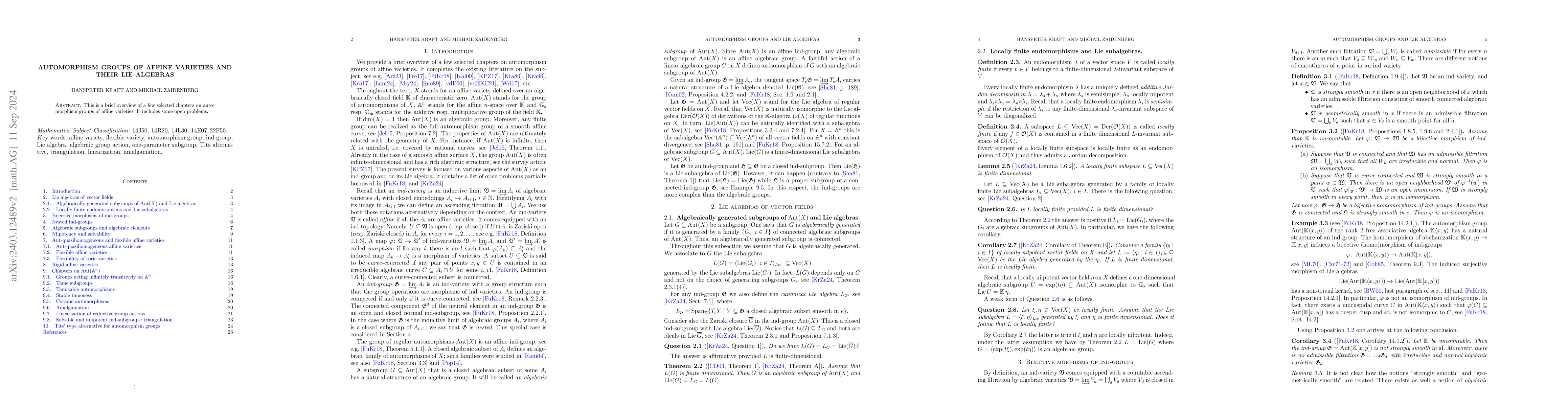 Thumbnail for Automorphism groups of affine varieties and their Lie algebras