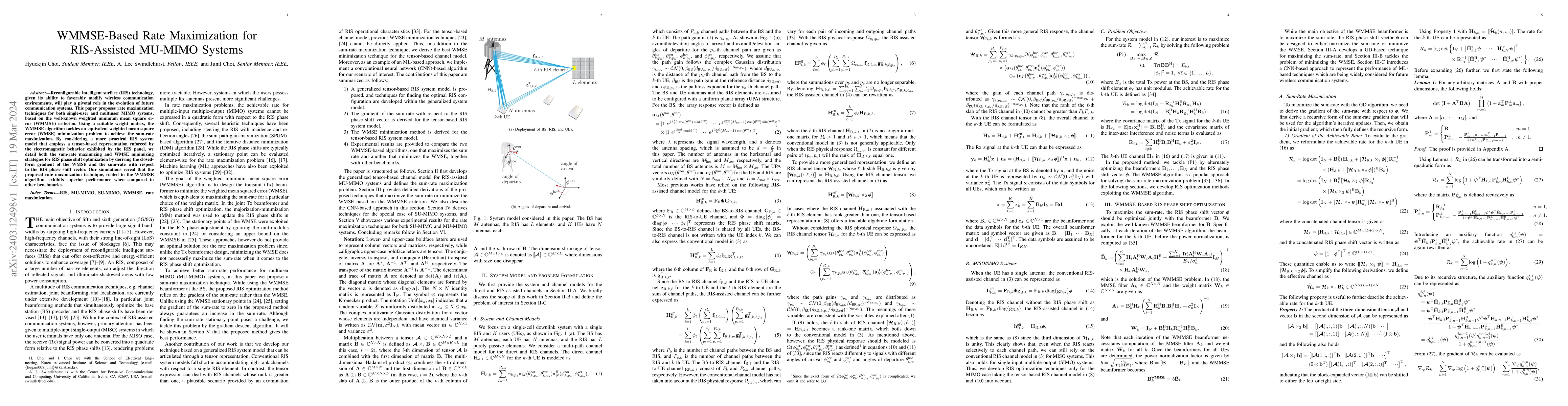 Thumbnail for WMMSE-Based Rate Maximization for RIS-Assisted MU-MIMO Systems
