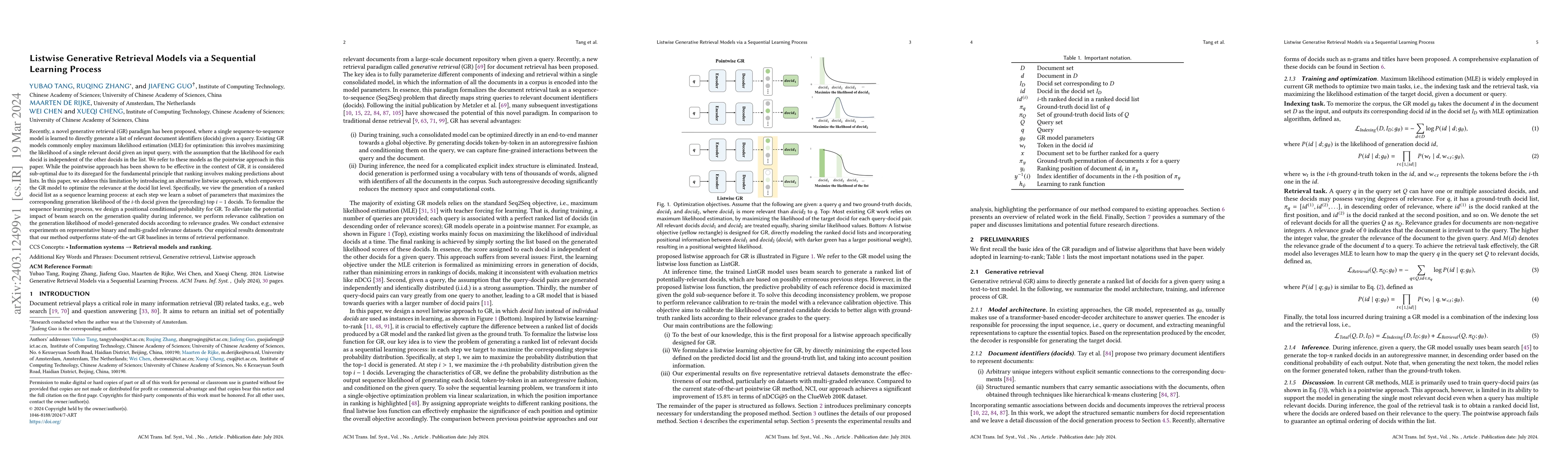 Thumbnail for Listwise Generative Retrieval Models via a Sequential Learning Process
