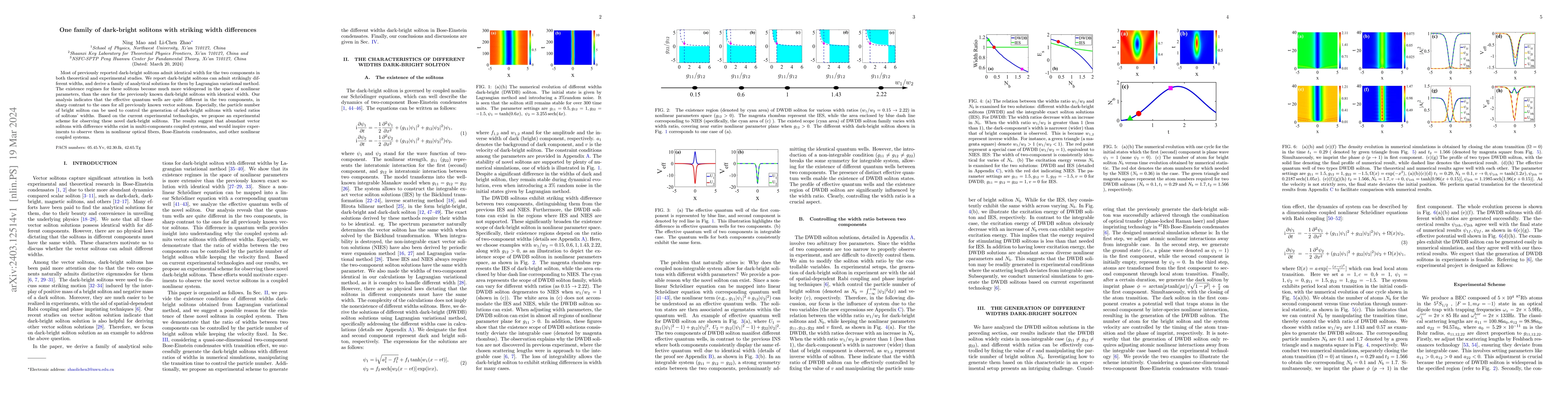 Thumbnail for One family of dark-bright solitons with striking width differences