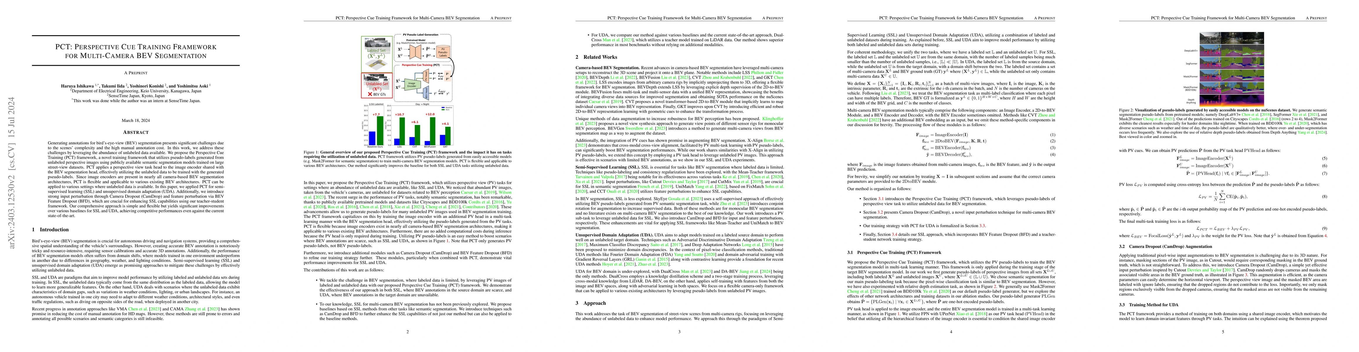 Thumbnail for PCT: Perspective Cue Training Framework for Multi-Camera BEV
  Segmentation