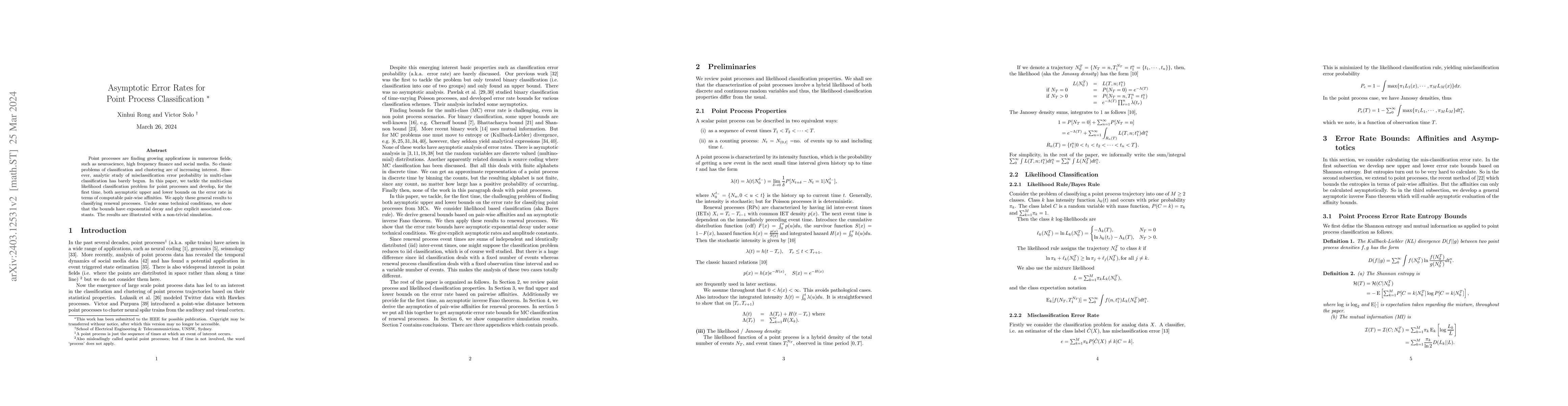Thumbnail for Asymptotic Error Rates for Point Process Classification