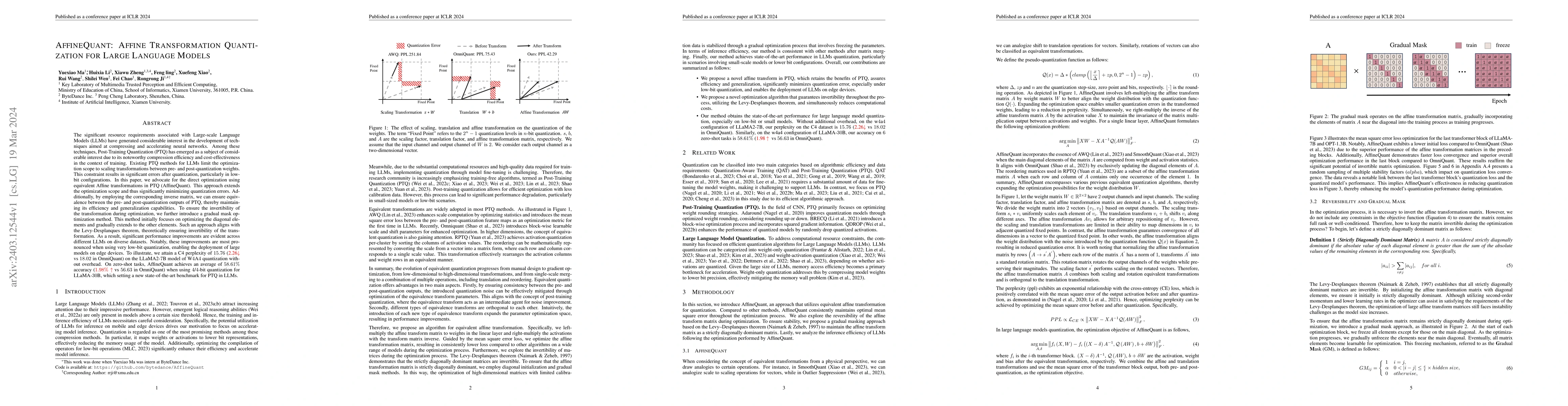Thumbnail for AffineQuant: Affine Transformation Quantization for Large Language
  Models