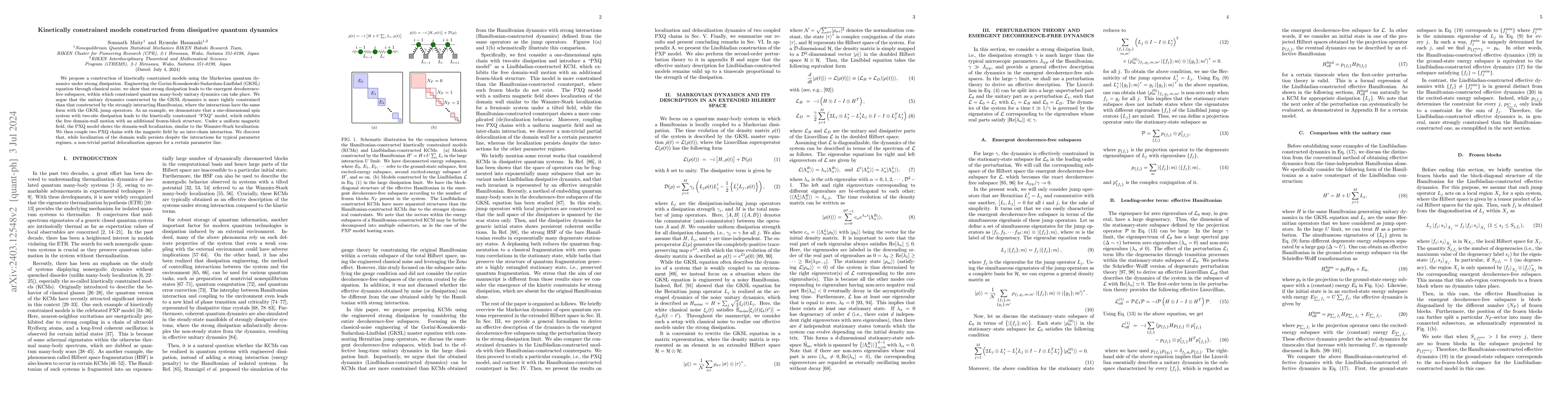 Thumbnail for Kinetically constrained models constructed from dissipative quantum
  dynamics