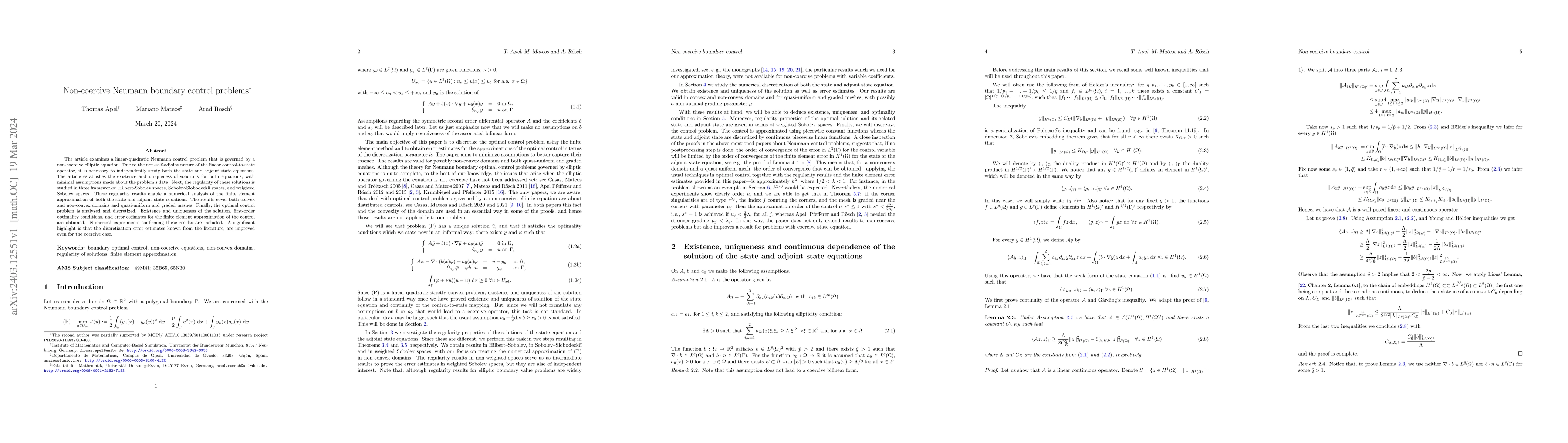 Thumbnail for Non-coercive Neumann boundary control problems