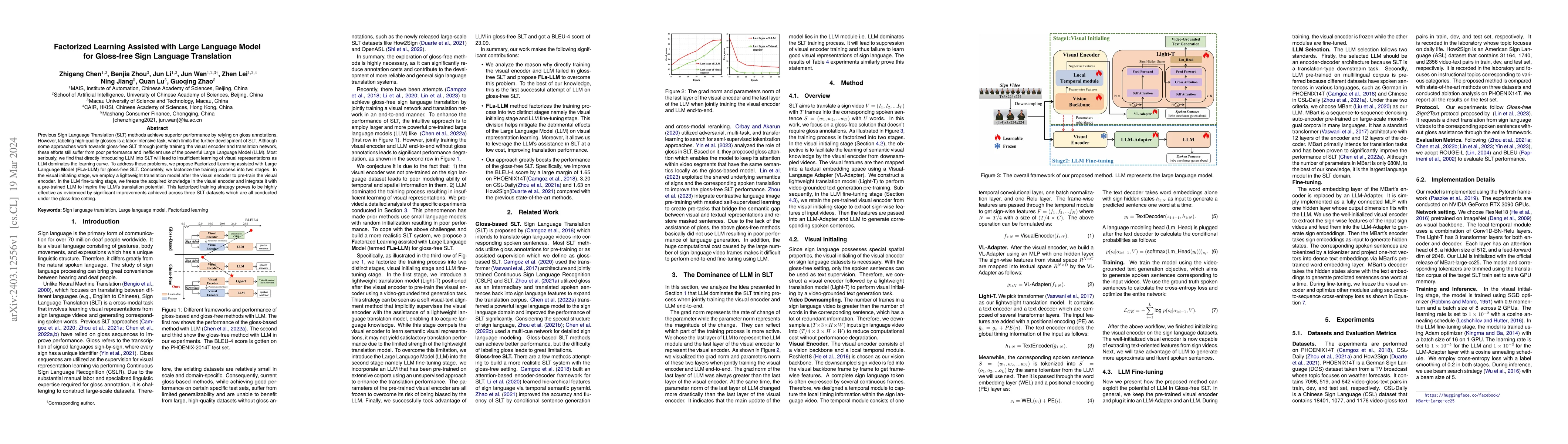 Thumbnail for Factorized Learning Assisted with Large Language Model for Gloss-free
  Sign Language Translation